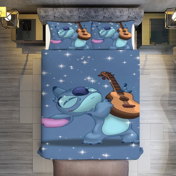3 Pieces Guitar Stitch Bedding Comforter Set Full with 2 Pillowcases for Kids Teens Girls Women Microfiber Easy Wash Light Breathable Cozy White Base Bed Sheets