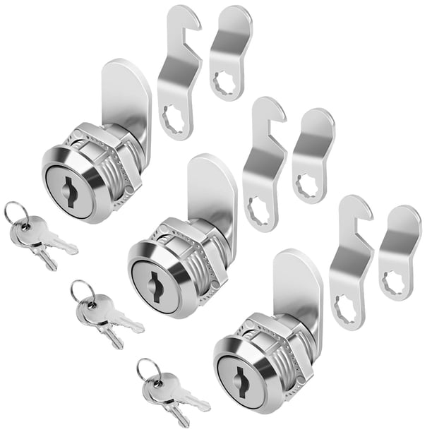 Cerraduras para gabinete Cylinnda, paquete de 3, aleación de zinc, cerradura de leva de 16 mm