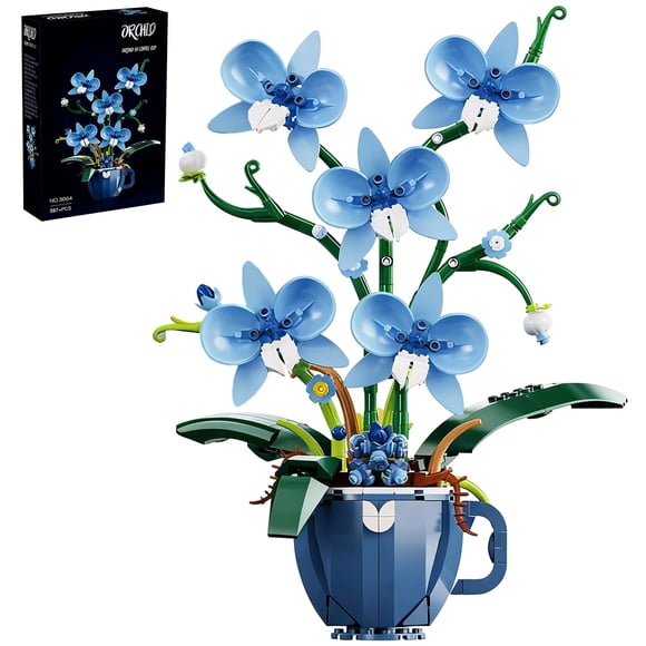 Set De Bloques De Construcción Flores De Orquídea Azul 567 Piezas