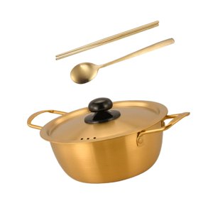Bothyi - Práctica Olla Coreana Para Ramen Con Cuchara Y Palillos Para Picnic, Curry Y Acampada, 22 Cm