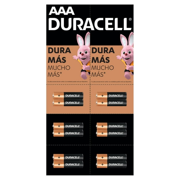 Pila Duracell AAA, (Tira de 12 pilas, triple A, DURA más)