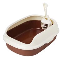 Ioensy - Caja De Arena, Orinal Para Gatitos Semicerrado, Inodoro, Bandeja De Arena Para Gatos Duradera, Color Café