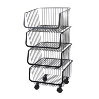 Concepts Life - Organizador Multiusos Con Ruedas De 4 Canastos Negro