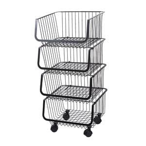 Concepts Life - Organizador Multiusos Con Ruedas De 4 Canastos Negro