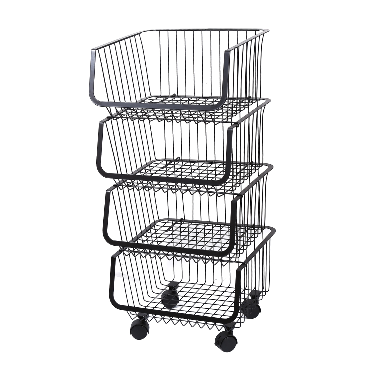 Concepts Life - Organizador Multiusos Con Ruedas De 4 Canastos Negro