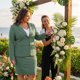 thumbnail image 2 of Agnes Orinda Conjunto de Traje de Negocios para Mujer de Talla Grande de 2 Piezas con Solapa con Muesca, Botones, Blazer y Faldas Lápiz Midi con Bolsillo 1X Verde, 2 of 8