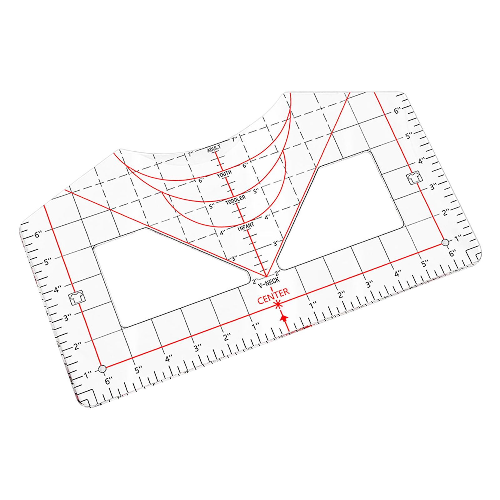 Magideal - Guía De Regla De Camiseta Acrílica Centro De Artesanía Diseños Herramienta Calibración Regla De Medición Plantilla Regla De Colocación Plantilla Para