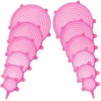 Juego De Tapas Elásticas De Silicona Jyyhsf, 12 Unidades, 6 Tamaños, Rosa