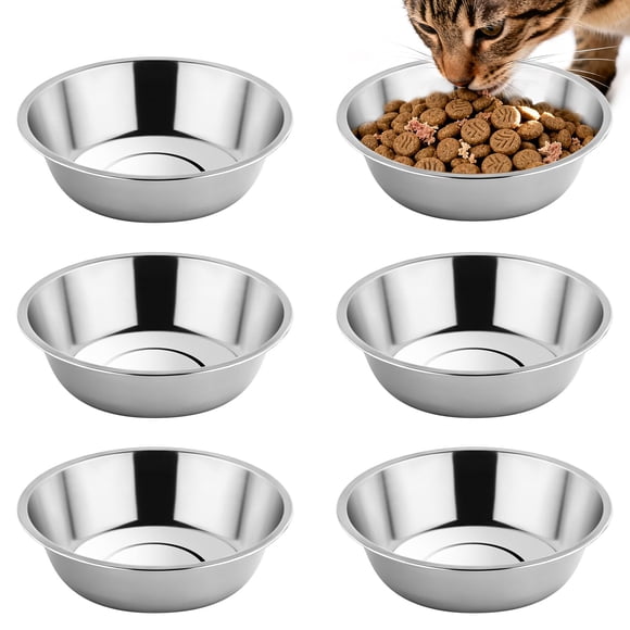 Comedero para Mascotas Tifanso 6 Piezas de Acero Inoxidable con Platos Poco Profundos