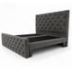 thumbnail image 1 of Cama 2 plazas doble Respaldo Capitone Gris oscuro Felpa, 1 of 4