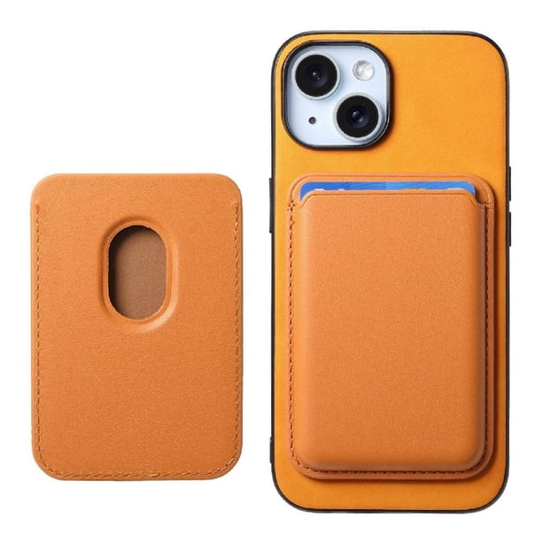 Funda de Cuero Magnética con Tarjetero para iPhone 14 Plus Cubierta Delgada Amarillo