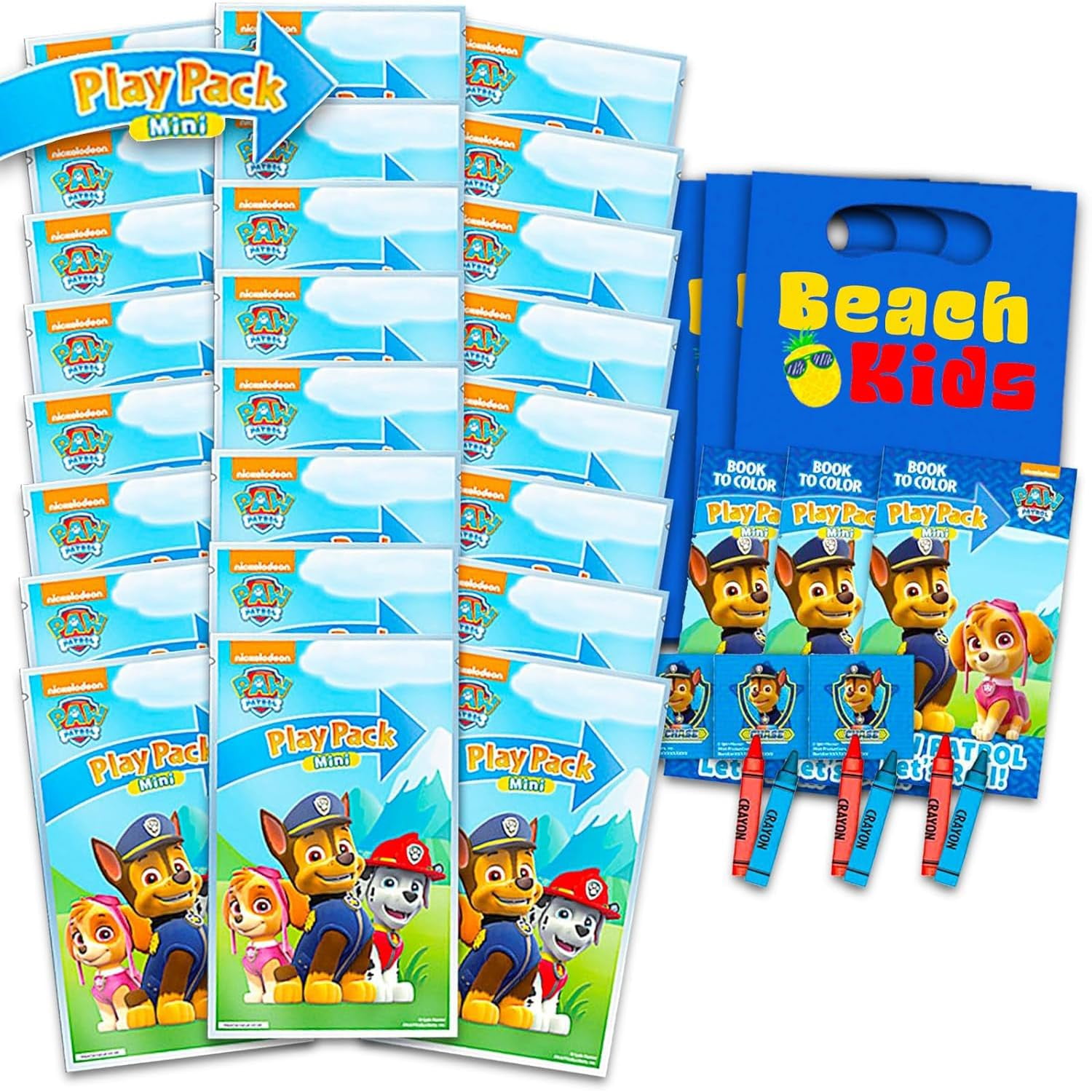 Set De 24 Mini Bolsitas De Fiesta Paw Patrol Con Material Para Colorear