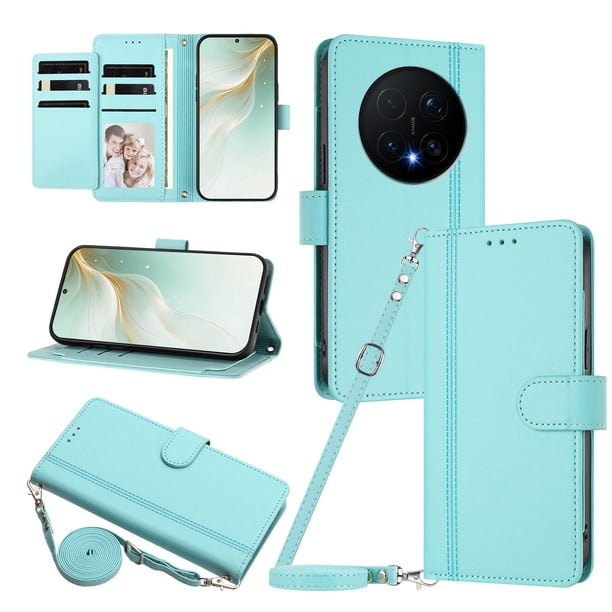 Funda Tipo Libro para Honor Magic 8 Pro con Ranuras para Tarjetas, Verde Claro