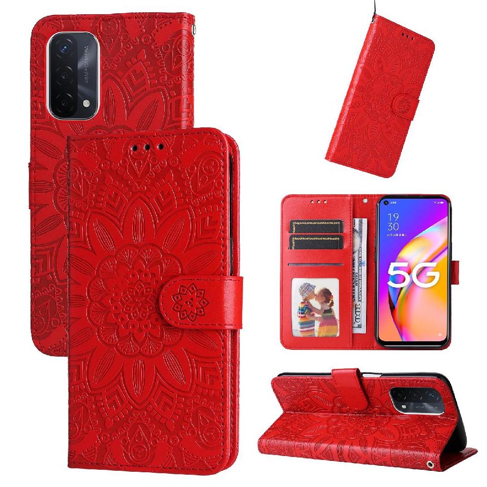 Funda Tipo Cartera Foxdock Para Oneplus Nord N200 , Diseño Girasol En Relieve, Cuero Pu, Cierre Magnético, Soporte Y Tarjetero