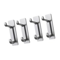 Magideal - 4 Ganchos De Pared Para Ropa, Autoadhesivos, De Acero Inoxidable, Impermeables, Para Puerta, Toalla, Abrigo, Sombrero, Bolso, Toalla, Puerta, Oficina. Argén