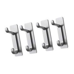 Magideal - 4 Ganchos De Pared Para Ropa, Autoadhesivos, De Acero Inoxidable, Impermeables, Para Puerta, Toalla, Abrigo, Sombrero, Bolso, Toalla, Puerta, Oficina. Argén