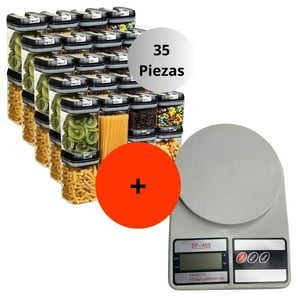 Genérico - Set 35 Contenedores + Balanza Digital Bascula Gramera Cocina