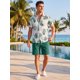 thumbnail image 2 of INSPIRE CHIC Conjunto de 2 Piezas para Hombre Camisa y Pantalones Cortos Tropicales Hawaianos Playa XL Verde, 2 of 5