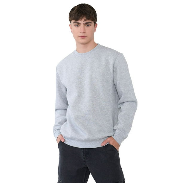 Polerón Hombre R-Neck Liso Gris Corona