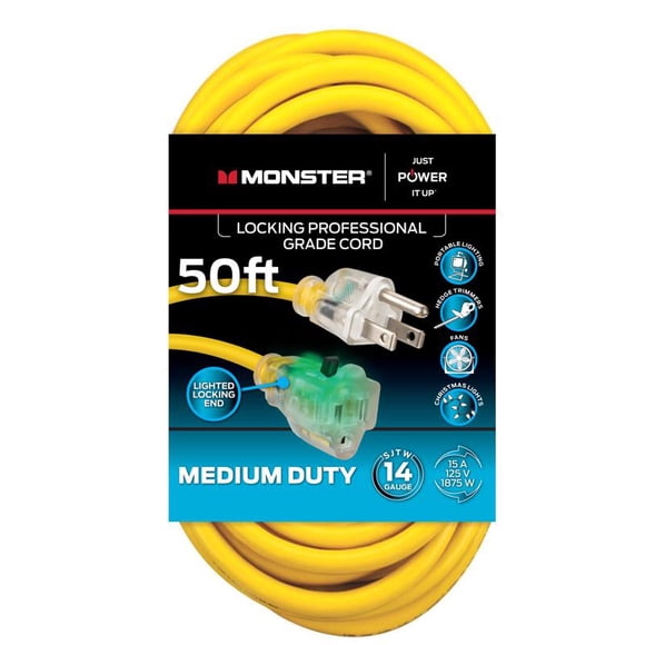 Cable de extensión Monster Just Power It Up Outdoor de 15 m, color amarillo