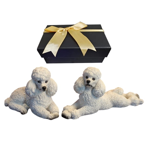 Caniche Perro Estatua Animales Estatuilla Sala De Estar Oficina Decoración Blanco