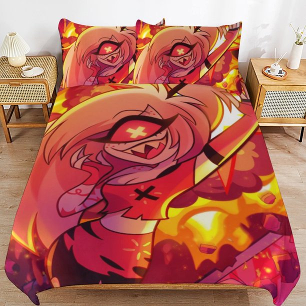 Hazbin Hotel Helluva Boss Bedding Set Duvet Cover Comfortable and Lightweight Cartoon Bedding 3 Piece Bed Set