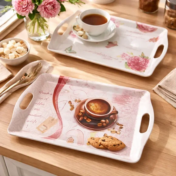 Bandeja Plástica Para Servir Con Asas 40cm Varios Diseños