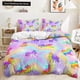 thumbnail image 1 of v1225 Bed Sheets Rainbow Unicorn Bedding Set King Queen Size Rainbow Unicorns Duvet Cover Set with Pillowcase Polyester Bed Linen for Kids Girls 3-Piece Bedding Set (1 Duvet Cover + 2 Pillow Shams) Be, 1 of 5