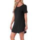 thumbnail image 4 of INSPIRE CHIC Camisón a Rayas Coloridas para Mujer Regreso a Clases Camiseta de Manga Corta Cuello Redondo Vestido Ligero Casual para Dormir M Negro, 4 of 6