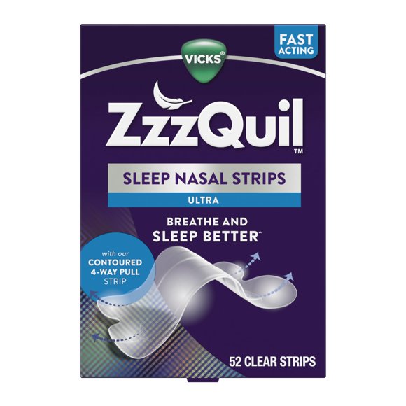 Tiras nasales ZzzQuil Sleep Clear, 52 tiras, para aliviar los ronquidos