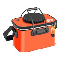 Magideal - Cubeta De Pesca Plegable Recipiente Para Peces Portátil Organizador De Almacenamiento De Eva Con Correa Adecuado Para Pescadores Novatos Y Exper Naranja Con Asa