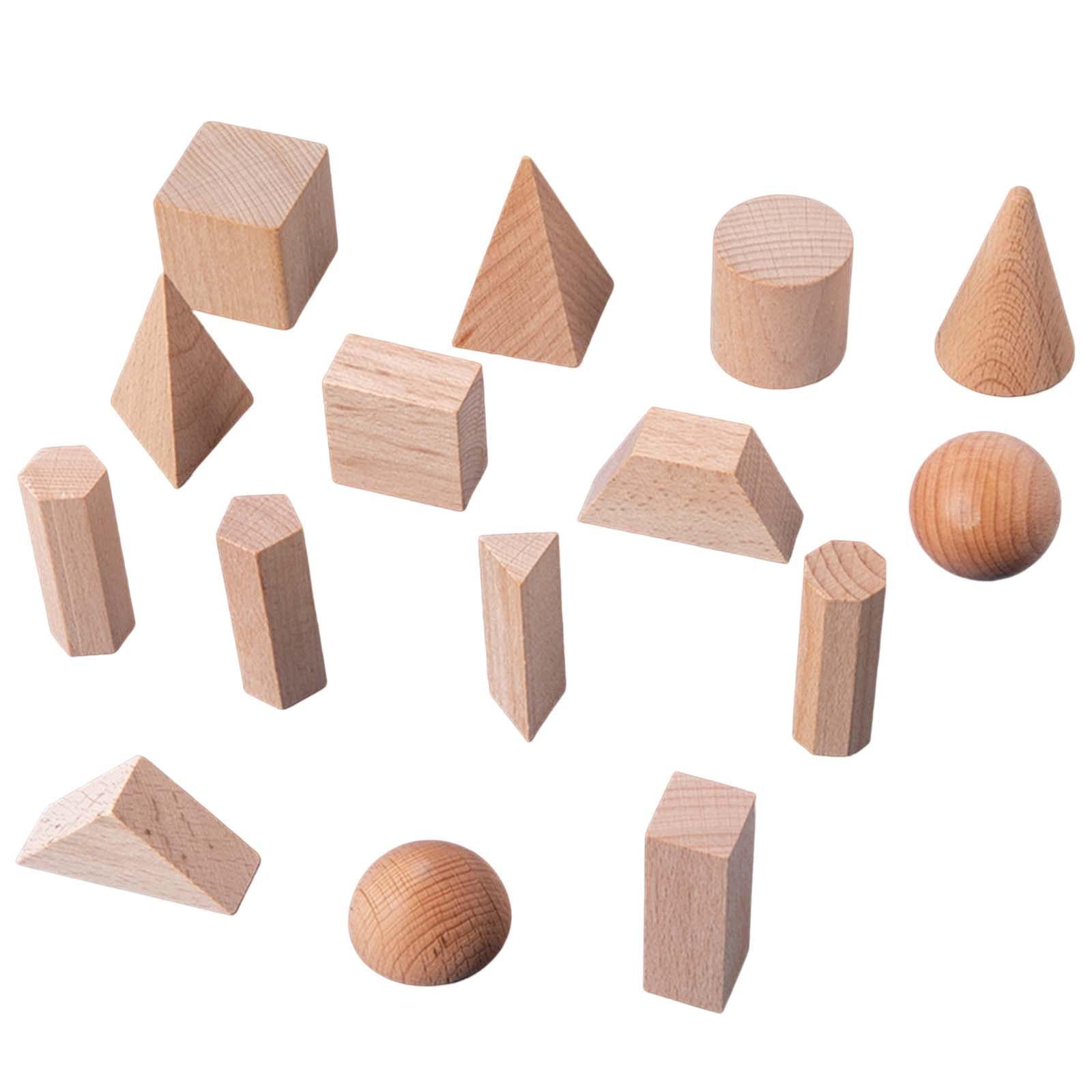Bothyi - 15 Uds. Sólidos Geométricos De Madera Formas 3d Juguete Apilable Para Niños Bebés