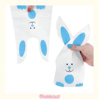 Pasteleriuscl - 150 Bolsas Con Diseño De Conejo De Pascua 22X13Cm Bolsa Para Dulces De Oreja De Conejo Azul 22X13Cm