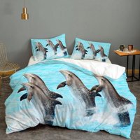 Milsleep - 3D Blue Sea Animal Dolphin Funda Nórdica Juego De Cama Funda Nórdica Fundas De Almohada