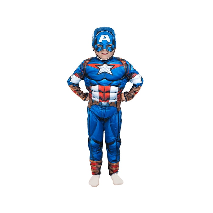 Disfraz Capitan America Con Musculos Marvel Talla 7 A 8 Años