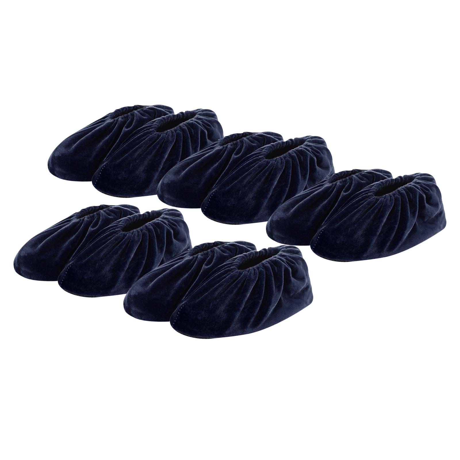 Magideal - 5 Pares De Fundas De Zapatos De Franela Reutilizables, Portátiles, Unisex, Lavables, A Prueba De Polvo, Para Interiores, Antideslizantes, Para Invitad Azul Oscuro