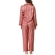 thumbnail image 3 of INSPIRE CHIC Conjunto de Pijama de Satén a Rayas para Mujer, Manga Larga, Botones, Cuello con Muesca, Conjunto de Descanso con Cintura Elástica L Rosa, 3 of 6