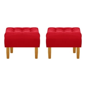 Bodevir - Set Pouf Wood 1C Felpa 04 Rojo