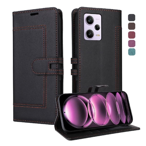 Premium Wallet Case for Xiaomi Redmi Note 12 Pro 5G with Card Slots & Kickstand, Flip Cover Black
