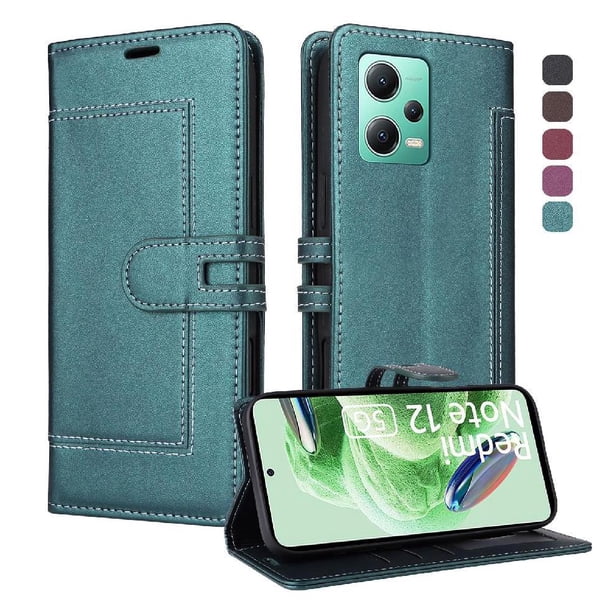 Premium Wallet Case for Xiaomi Redmi Note 12 5G with Card Slots & Kickstand, Flip Cover Green