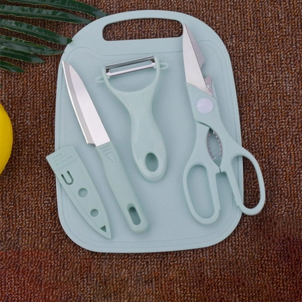 2-in-1 Cutting Board Set, Household Vegetable Peeler Chopping Board, Fruit Knife, Scissor, Home Kitchen Tool