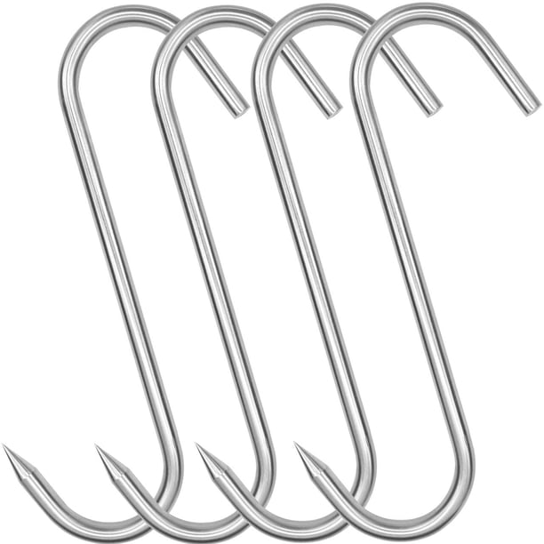 HONSHEN Ganchos para carne de acero inoxidable de alta resistencia de 10 pulgadas y 10 mm, 4 piezas