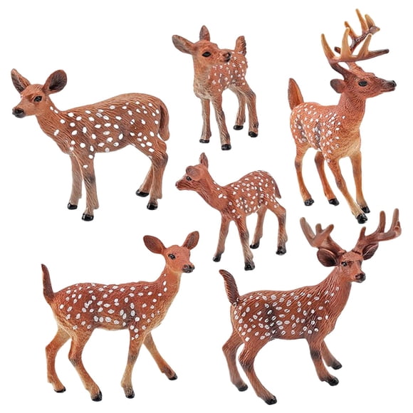 Paquete De 6 Figuras De Modelos De Renos De Animales Para Enseñanza, Suministros Para Fiestas
