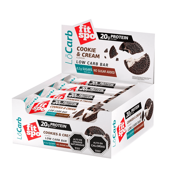 Barra 20g Proteína FitSpo Cookies and Cream 12u