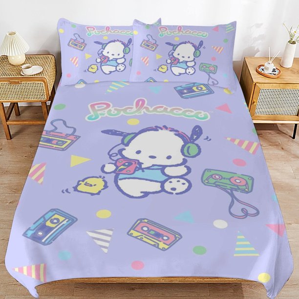 Pochacco-Melody Pochacco-Melody Bedding Set Sheet Set for Kids Adults,All Season Lightweight