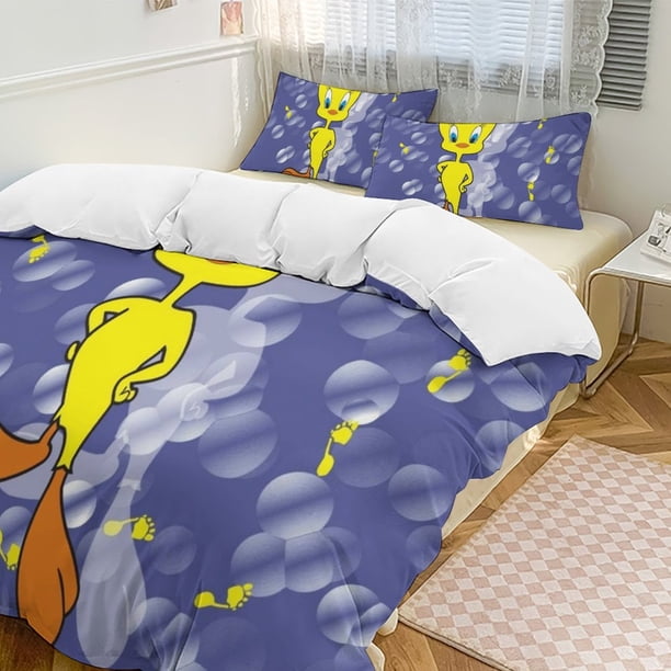 TweetyBird Print Bedding Set Pattern Duvet Cove Set 3 Pieces 1 Quilt Cover and 2 Pillowcases for Women Men Teens Twin-"