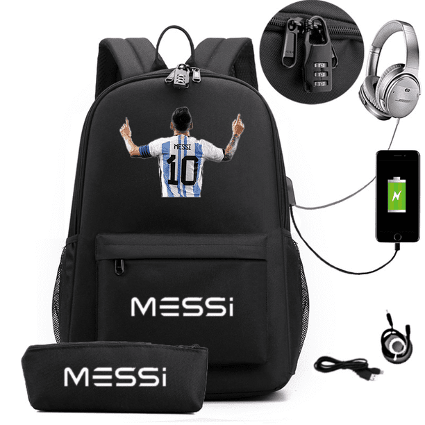 Messi Backpack Boys Girls Laptop Capacity School Bag Usb Charging Anti Theft and Waterproof Canvas Casual Mochilas