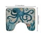 thumbnail image 1 of 1pc Octopus Starfish Bathroom Rugs and Shower Curtain Set with 12 Hooks - Machine Washable Polyester Fabric, Non-Slip, Absorbent Mat, U Shaped Toilet Mat and Toilet Cover - Home Decor Accessories, 1 of 5