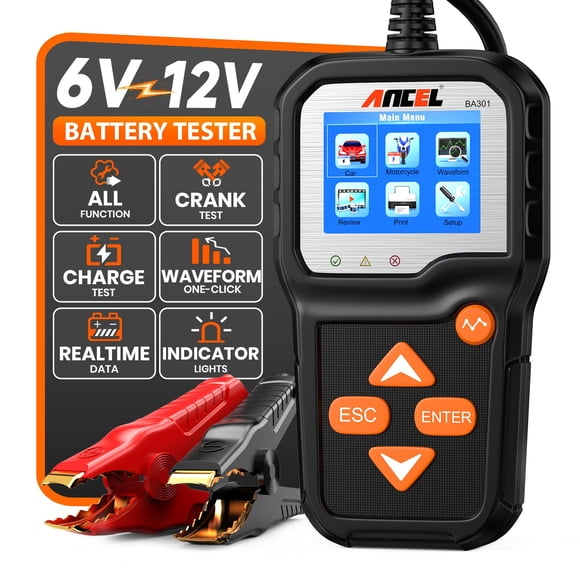 Comprobador de baterías de coche ANCEL BA301, 6 V, 12 V, 100-2000 CCA, prueba de carga