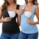 thumbnail image 1 of INSPIRE CHIC Camiseta Básica sin Mangas para Maternidad con Pliegues Cruzados de 2 Paquetes para Mujeres, Tops de Lactancia para Amamantar, Talla Extra Grande Negro y Azul, 1 of 6